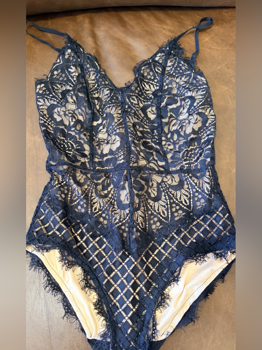Black Lace Women's Bodysuit - Elegant Floral Overlay